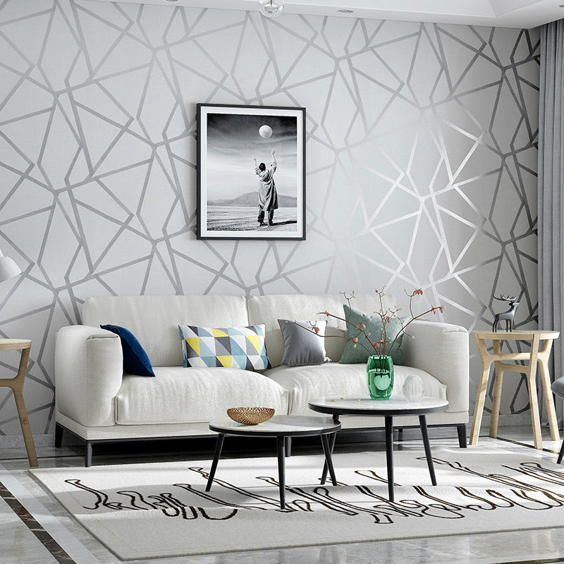 3D Geometric Net Wallpaper Moisture Resistant Modern Bedroom Wall Art, 33' L x 20.5