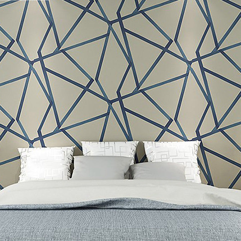 3D Geometric Net Wallpaper Moisture Resistant Modern Bedroom Wall Art, 33' L x 20.5