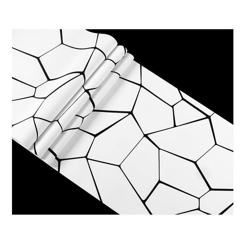 Crackle Look Wallpaper Roll Modern Compact Geometric Wall Art in White, 31' x 20.5