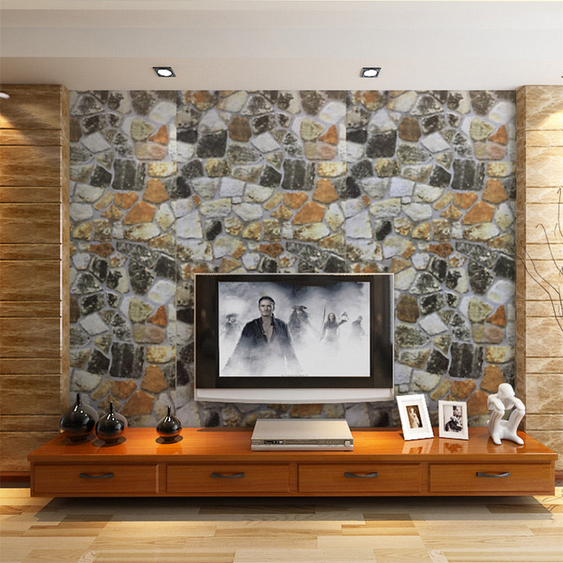 Self-Sticking Stone Look Wallpaper Industrial Style PVC Wall Decor, 33' L x 17.5