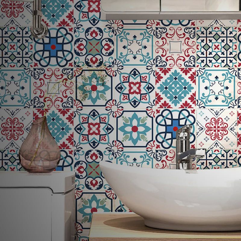 Mosaic Tiles Wallpaper Panel Set Peel and Paste Bohemian Bathroom Wall Decor, 3.5' L x 23.5