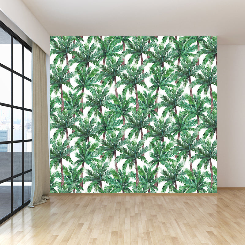 Washable Coconut Trees Wall Mural Non-Woven Tropical Wall Decor for House Interior Green Clearhalo 'Wall Decor' 'Wall Mural' 1618876