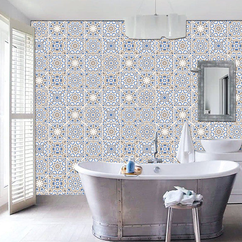 Blue Floral Tiles Wallpaper Panels Self-Sticking Bohemian Living Room Wall Decor Clearhalo 'Wall Decor' 'Wallpaper' 1618926