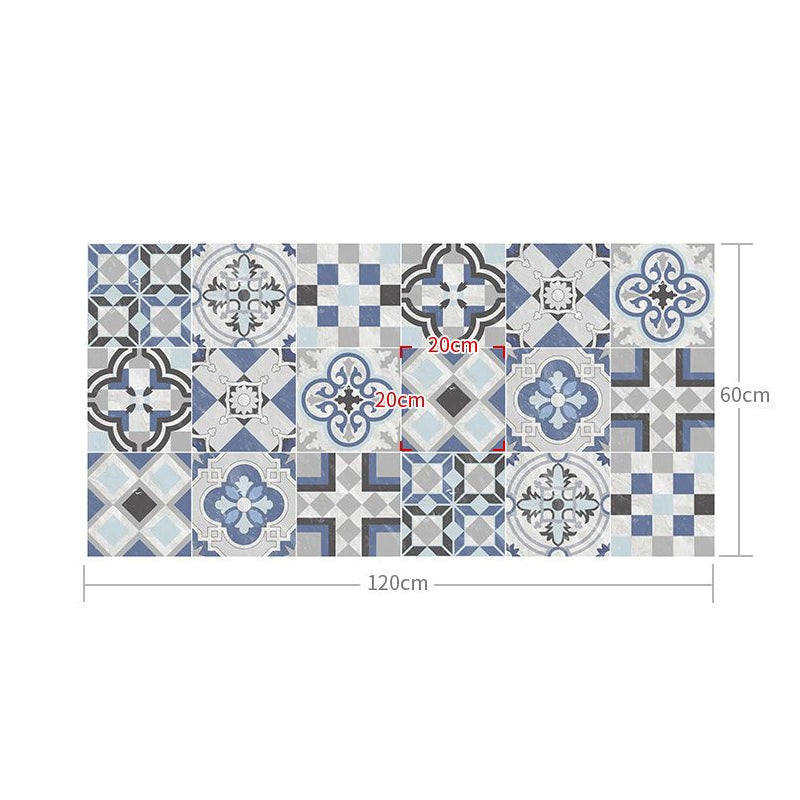 Bohemian Mosaic Tile Wallpaper Panel Blue Quatrefoil Pattern Wall Decor for Kitchen, Stick On Clearhalo 'Wall Decor' 'Wallpaper' 1618942