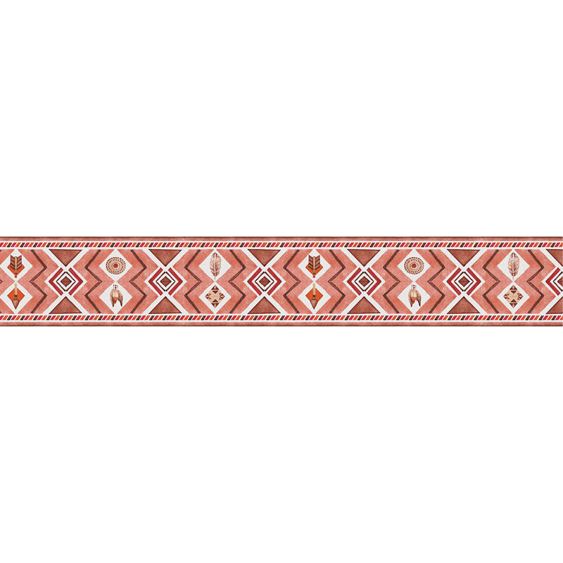 Symmetric Pattern Wallpaper Border in Brick Red Retro Self-Adhesive Wall Art for Kitchen Clearhalo 'Vintage wall decor' 'Vintage' 'Wallpaper' Wall Decor' 1618959