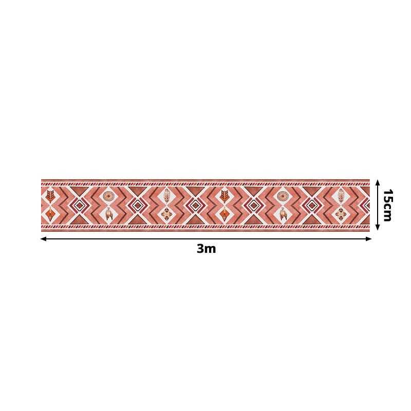 Symmetric Pattern Wallpaper Border in Brick Red Retro Self-Adhesive Wall Art for Kitchen Clearhalo 'Vintage wall decor' 'Vintage' 'Wallpaper' Wall Decor' 1618960