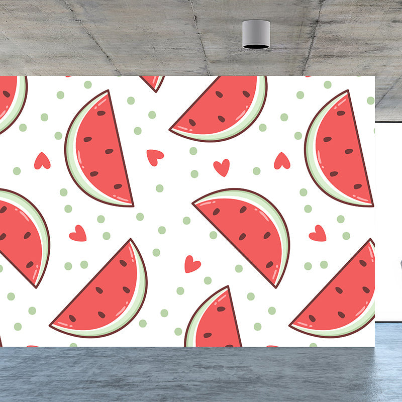 Water Resistant Watermelon Block Mural Non-Woven Cloth Modern Wall Art for Boys Room Watermelon Red Clearhalo 'Wall Decor' 'Wall Mural' 1619156