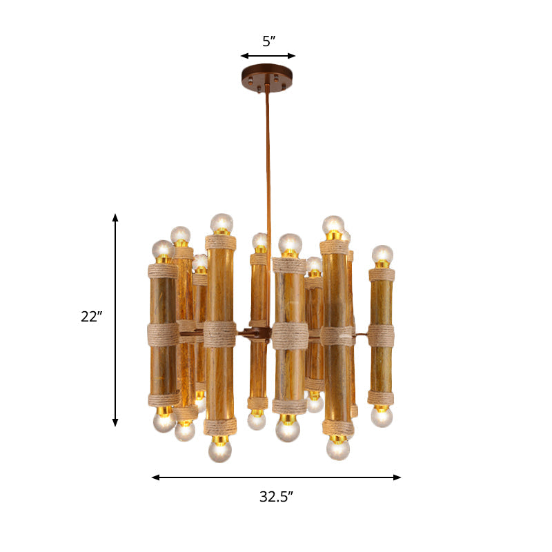 Antique Tube Shade Hanging Lamps Multi-light Bamboo Chandeliers in Brass for Living Room Clearhalo 'Cast Iron' 'Ceiling Lights' 'Chandeliers' 'Industrial Chandeliers' 'Industrial' 'Metal' 'Middle Century Chandeliers' 'Rustic Chandeliers' 'Tiffany' Lighting' 162114