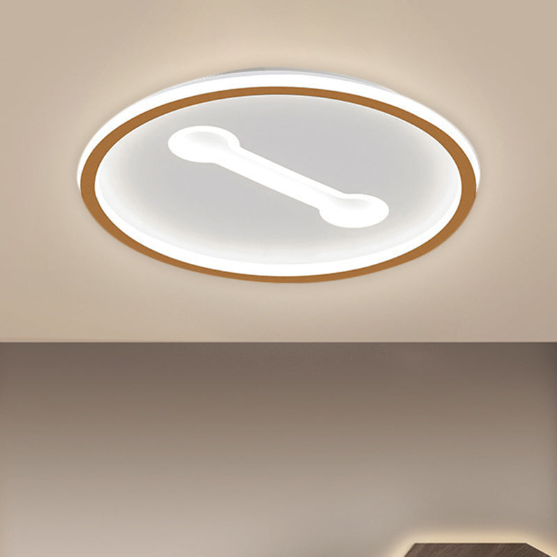 Ultra-Thin Round Metallic Flush Light Nordic Black/Gold LED Flush Mount Fixture in Warm/White Light, 16