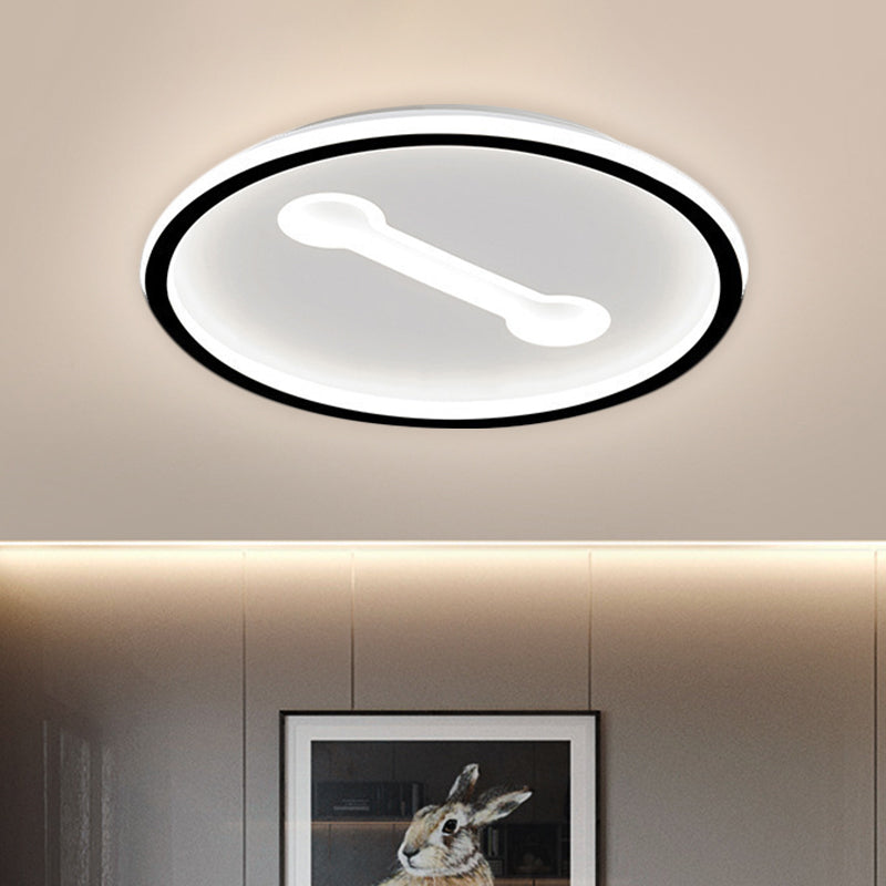 Ultra-Thin Round Metallic Flush Light Nordic Black/Gold LED Flush Mount Fixture in Warm/White Light, 16