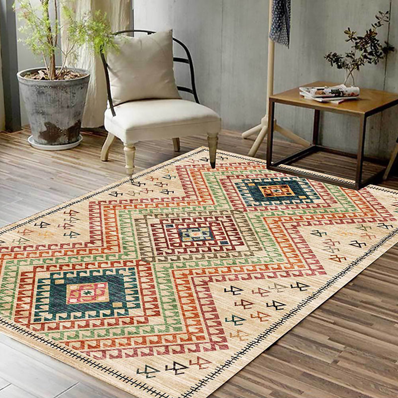 Southwestern Living Room Rug in Yellow Diamond Print Rug Polyester Stain-Resistant Non-Slip Area Rug Yellow Clearhalo 'Area Rug' 'Rugs' 'Southwestern' Rug' 1623999