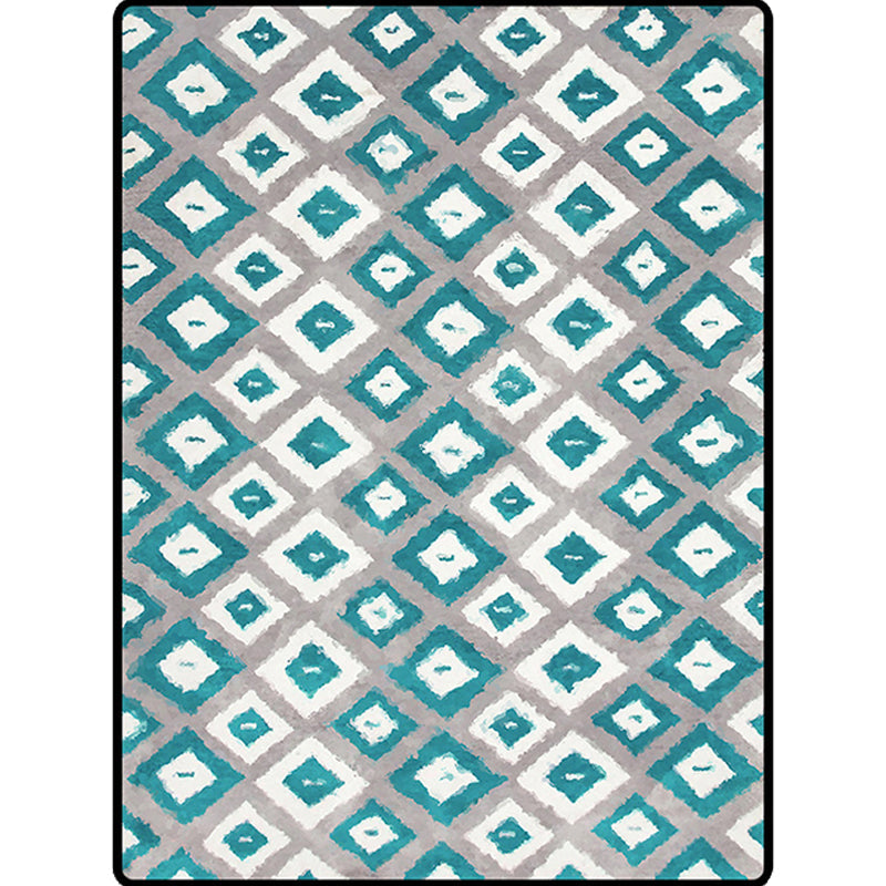 Blue and Grey Bedroom Rug Novelty Geometric Diamond Pattern Area Rug Polyester Pet Friendly Carpet Clearhalo 'Area Rug' 'Rug' 1624236