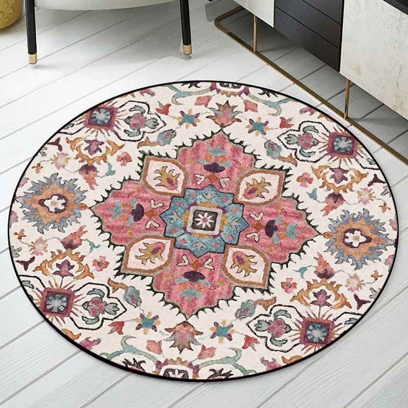 Pink Moroccan Rug Polyester Medallion Print Rug Washable Non-Slip Backing Carpet for Living Room Cameo Brown Clearhalo 'Area Rug' 'Moroccan' 'Rugs' Rug' 1624247