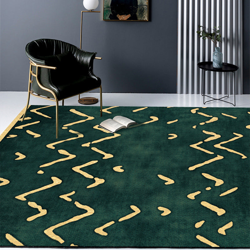 Novelty Living Room Rug in Green Geometry Lines Print Rug Polyester Pet Friendly Area Rug Clearhalo 'Area Rug' 'Rug' 1624802