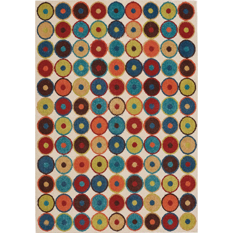 Nordic Novelty Rug in Red and Yellow Geometry Circle Dots Wave Pattern Rug Polyester Pet Friendly Carpet for Home Decor Clearhalo 'Area Rug' 'Rug' 1624811