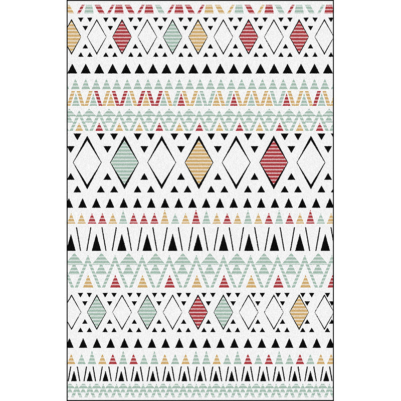 Americana Southwestern Rug in White Geometry Diamond Pattern Rug Polyester Non-Slip Carpet for Home Decoration Clearhalo 'Area Rug' 'Rugs' 'Southwestern' Rug' 1624952