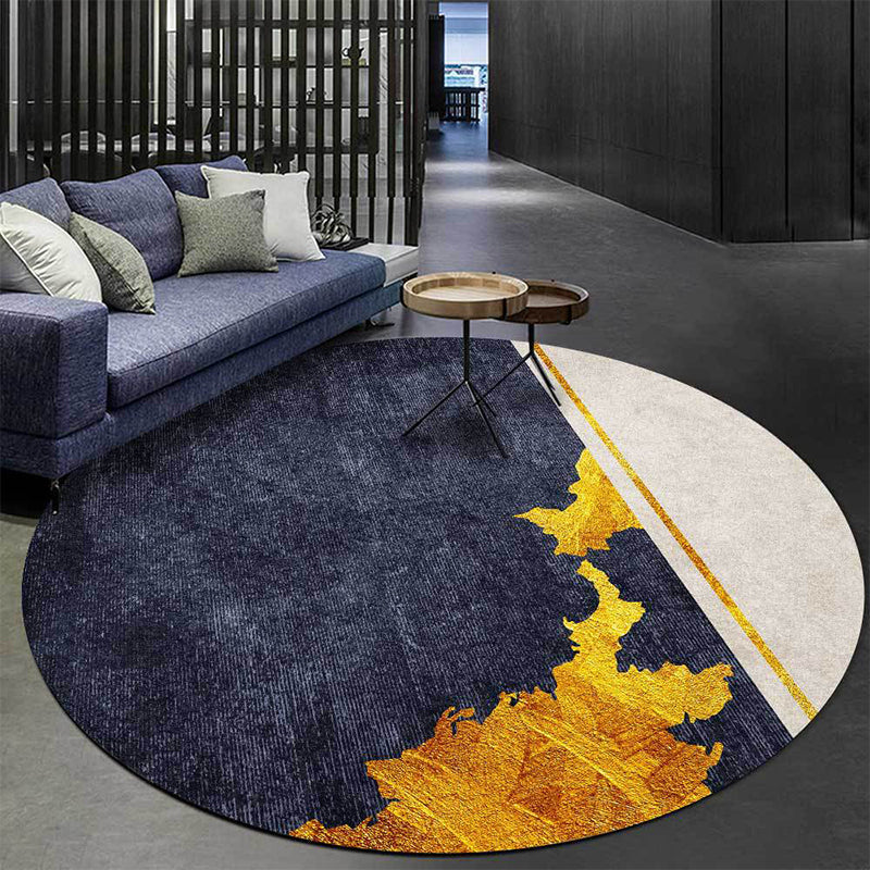 Funky Abstract Rug Navy and Golden Simple Rug Polyester Washable Anti-Slip Backing Area Rug for Living Room Clearhalo 'Area Rug' 'Modern' 'Rugs' Rug' 1626453