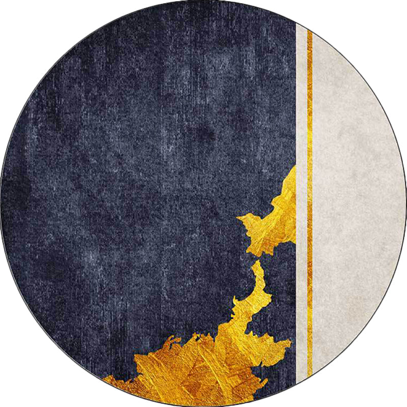 Funky Abstract Rug Navy and Golden Simple Rug Polyester Washable Anti-Slip Backing Area Rug for Living Room Clearhalo 'Area Rug' 'Modern' 'Rugs' Rug' 1626455