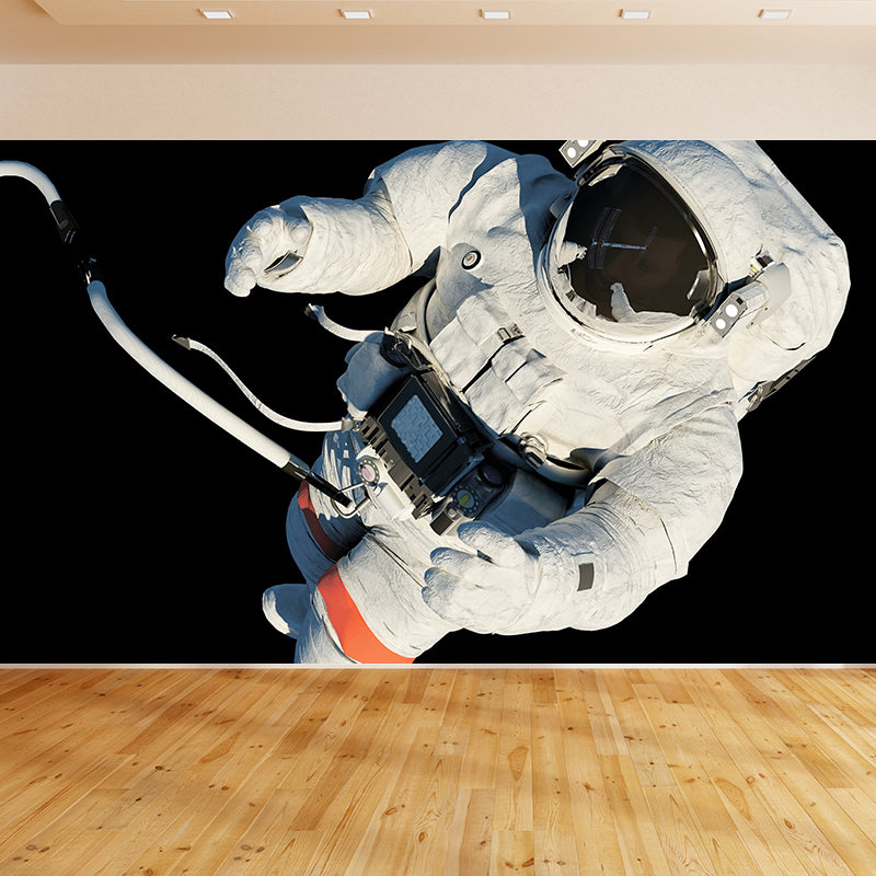 Large Astronaut View Mural Wallpaper Futuristic Outer Space Wall Covering in Black Clearhalo 'Wall Decor' 'Wall Mural' 1627040