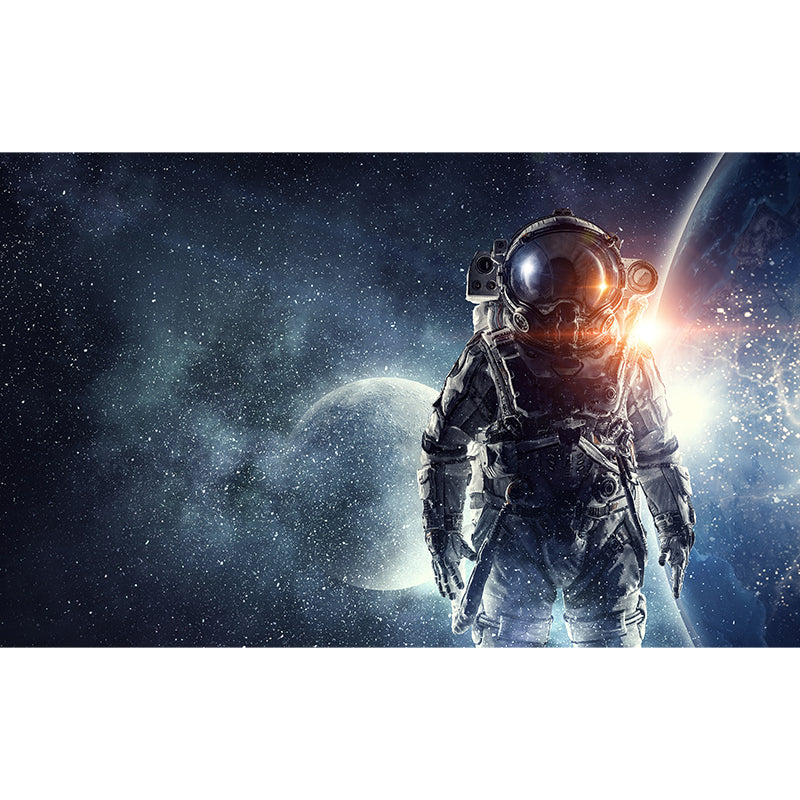 Giant Futuristic Mural Decal in Blue Astronaut Scenery Wall Decor, Custom Printed Clearhalo 'Wall Decor' 'Wall Mural' 1627141