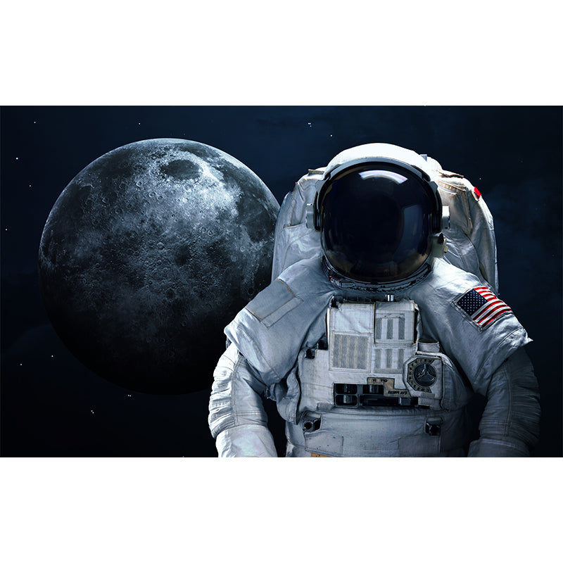 White Astronaut Printed Mural Stain Resistant Fictional Boys Bedroom Wall Covering Clearhalo 'Wall Decor' 'Wall Mural' 1627301