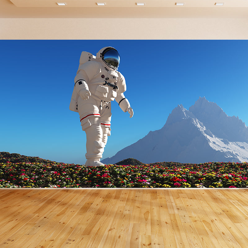 Full Size Photography Futuristic Mural Wallpaper with Outer Space Scenery in Blue Clearhalo 'Wall Decor' 'Wall Mural' 1627520