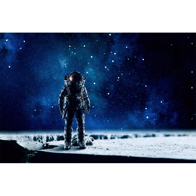 Stain-Proof Astronaut and Earth Mural Fictional Non-Woven Wall Art, Made to Measure Clearhalo 'Wall Decor' 'Wall Mural' 1627851