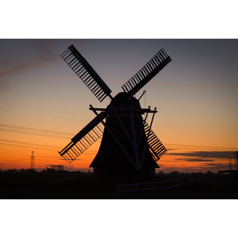 Huge Windmill and Sky Mural for Bedroom Nature Scene Wall Art in Pastel Color, Stain Resistant Clearhalo 'Wall Decor' 'Wall Mural' 1627931