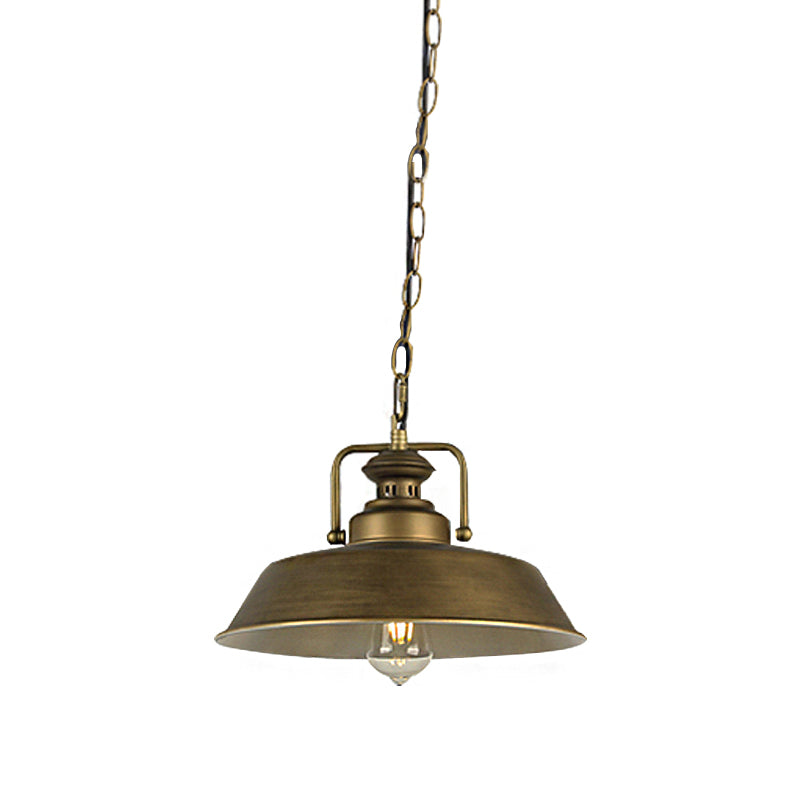 Barn Shade Dining Room Hanging Ceiling Light Vintage Metallic 1 Head Antique Brass Pendant Lamp Clearhalo 'Art Deco Pendants' 'Cast Iron' 'Ceiling Lights' 'Ceramic' 'Crystal' 'Industrial Pendants' 'Industrial' 'Metal' 'Middle Century Pendants' 'Pendant Lights' 'Pendants' 'Tiffany' Lighting' 163098