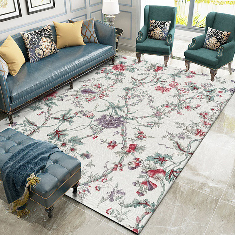 Classic Floral Pattern Rug Grey and Green Polyester Rug Machine Washable Non-Slip Area Rug for Bedroom Pewter Clearhalo 'Area Rug' 'Rugs' 'Vintage' Rug' 1634262