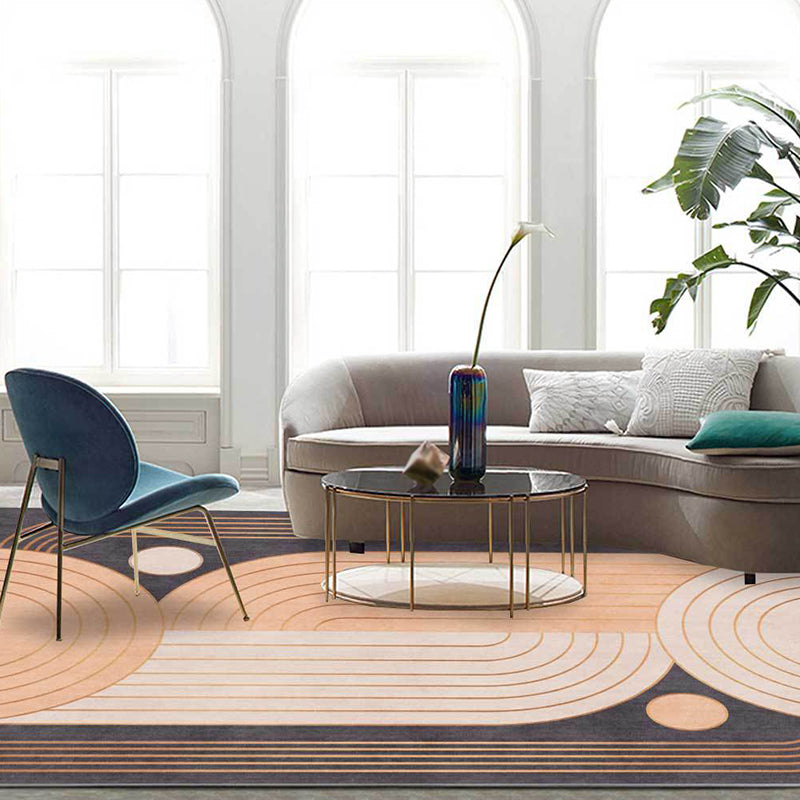 Orange and Grey Novelty Rug Polyester Swirl Stripe Pattern Rug Washable Non-Slip Backing Carpet for Living Room Yellow-Red Clearhalo 'Area Rug' 'Modern' 'Rugs' Rug' 1634302