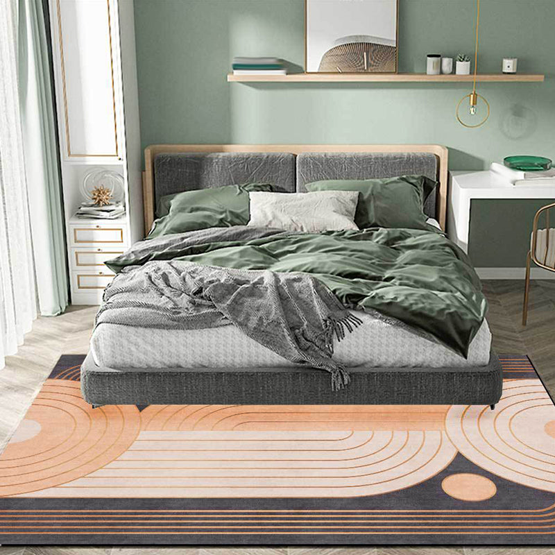 Orange and Grey Novelty Rug Polyester Swirl Stripe Pattern Rug Washable Non-Slip Backing Carpet for Living Room Clearhalo 'Area Rug' 'Modern' 'Rugs' Rug' 1634303