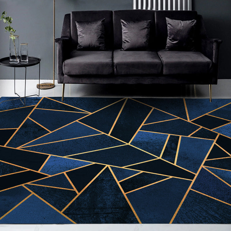 Dark Blue Novelty Rug Polyester Geometric Pattern Rug Washable Non-Slip Backing Carpet for Living Room Clearhalo 'Area Rug' 'Modern' 'Rugs' Rug' 1634311