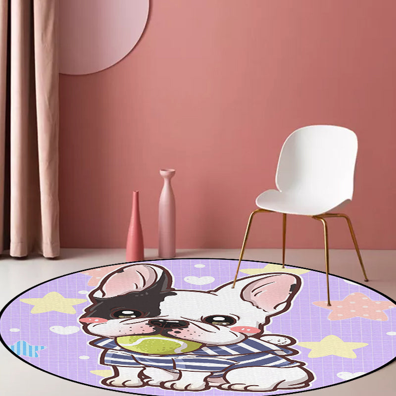 Kids Bedroom Rug in Purple and Red Animal Dog Star Strawberry Print Rug Polyester Non-Slip Area Rug Clearhalo 'Area Rug' 'Rug' 1634476