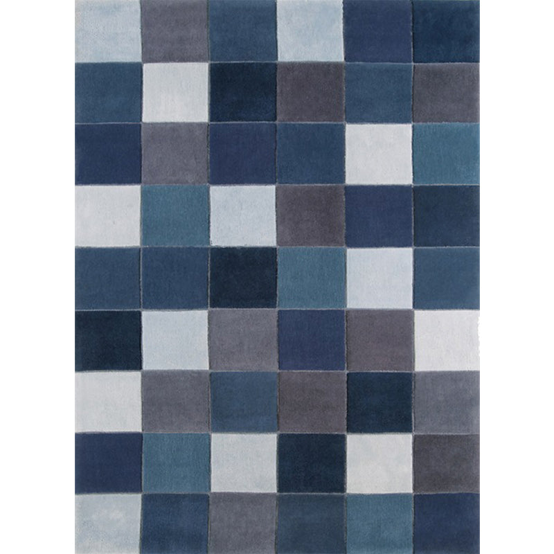 Modern Living Room Rug in Blue Plaid Print Rug Polyester Washable Anti-Slip Area Rug Clearhalo 'Area Rug' 'Modern' 'Rugs' Rug' 1634504