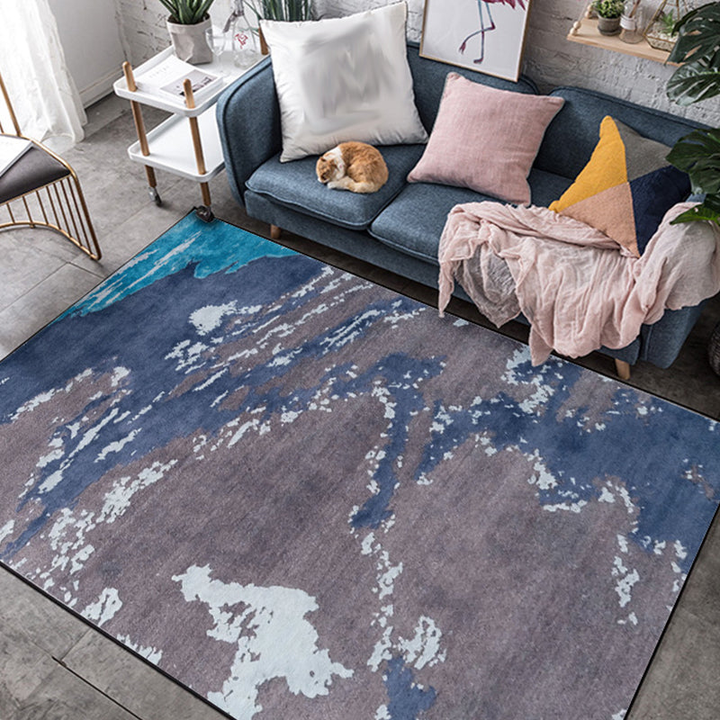 Modern Living Room Rug in Blue Abstract Print Rug Polyester Stain-Resistant Washable Area Rug Blue Clearhalo 'Area Rug' 'Modern' 'Rugs' Rug' 1634510