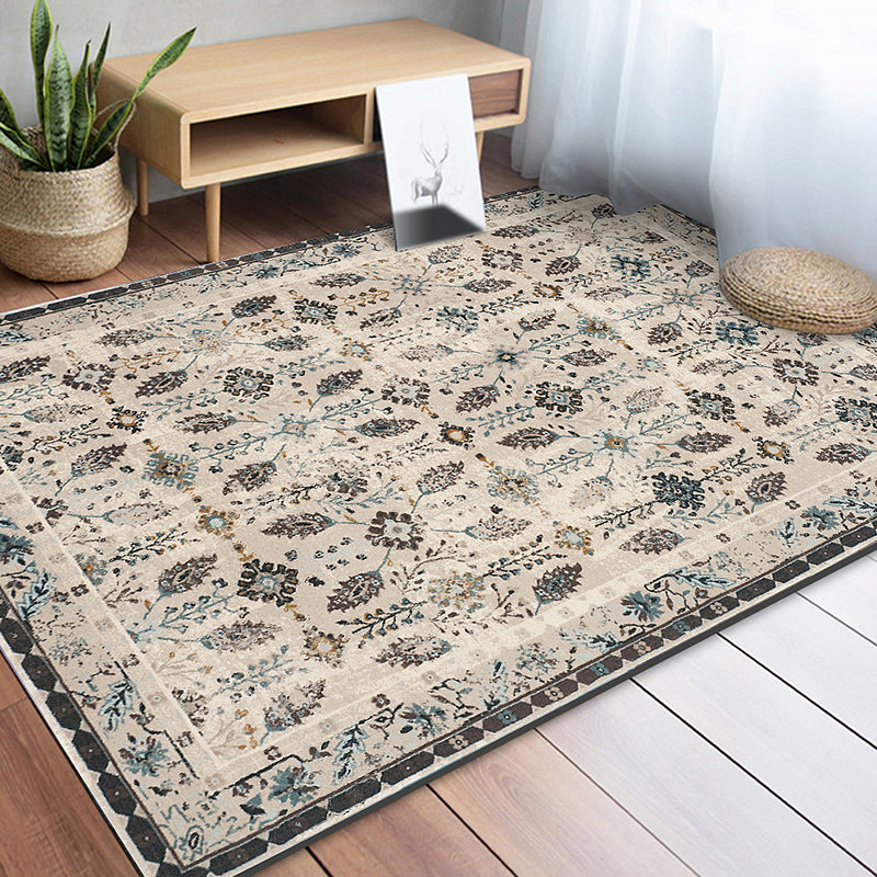 Retro Floral Pattern Rug Grey Multicolor Classic Rug Polyester Washable Non-Slip Backing Area Rug for Living Room Light Brown Clearhalo 'Area Rug' 'Rugs' 'Vintage' Rug' 1634581