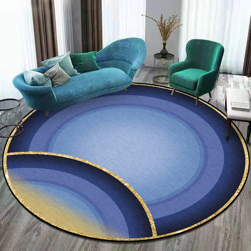 Blue Modern Rug Polyester Ombre Concentric Circles Pattern Rug Washable Non-Slip Backing Carpet for Living Room Blue Clearhalo 'Area Rug' 'Modern' 'Rugs' Rug' 1634597