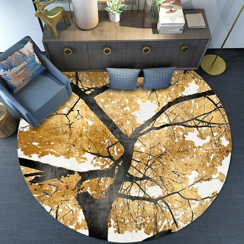 Nordic Novelty Rug in Yellow Botanical Tree Leaf Pattern Rug Polyester Non-Slip Carpet for Home Decoration Yellow Clearhalo 'Area Rug' 'Modern' 'Rugs' Rug' 1634645