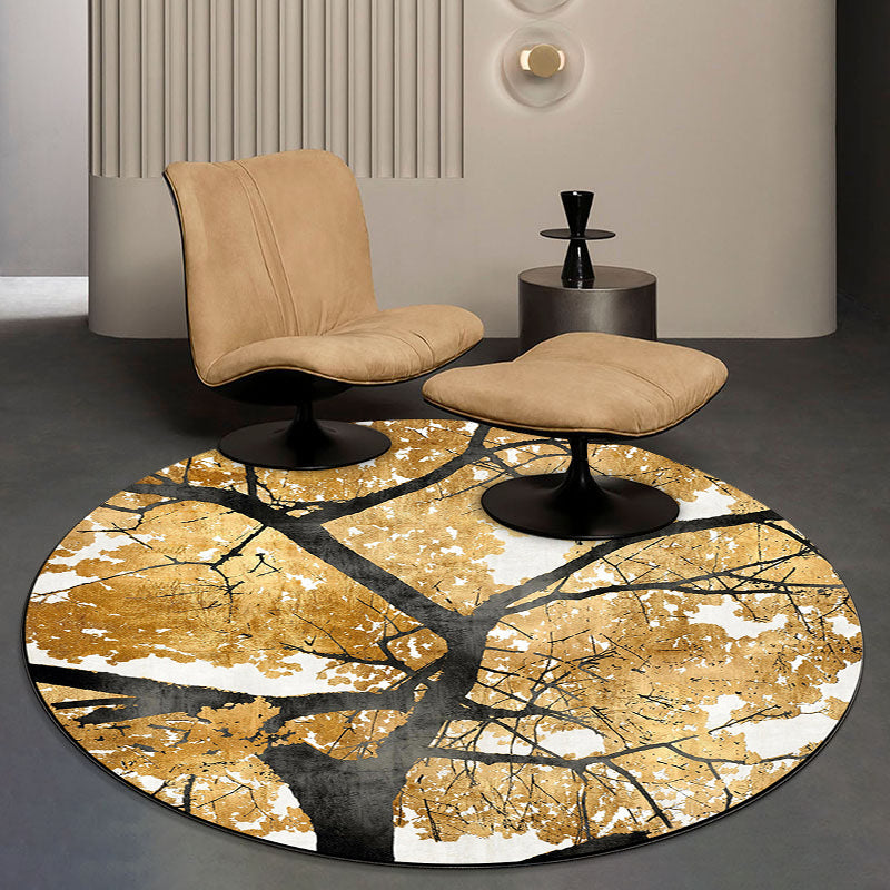 Nordic Novelty Rug in Yellow Botanical Tree Leaf Pattern Rug Polyester Non-Slip Carpet for Home Decoration Clearhalo 'Area Rug' 'Modern' 'Rugs' Rug' 1634646