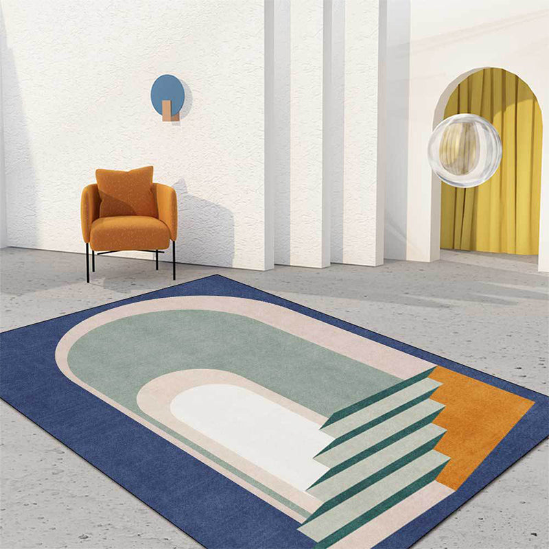 Modern Living Room Rug in Blue and Green Color Block Door Stair Print Rug Polyester Machine Washable Area Rug Blue Clearhalo 'Area Rug' 'Modern' 'Rugs' Rug' 1634735