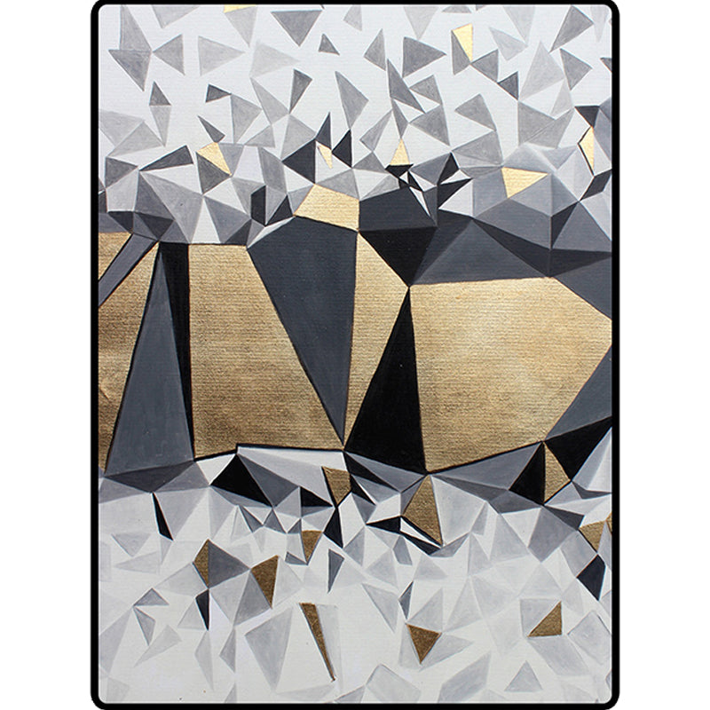 Novelty Living Room Rug in Grey and Gold Geometric Irregular Shape Print Rug Polyester Non-Slip Washable Area Rug Clearhalo 'Area Rug' 'Rug' 1634757