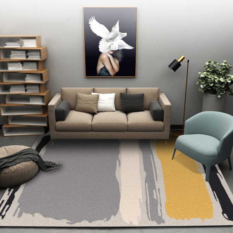 Nordic Modern Rug in Grey Abstract Painting Pattern Rug Polyester Non-Slip Backing Carpet for Home Decoration Grey Clearhalo 'Area Rug' 'Modern' 'Rugs' Rug' 1634771