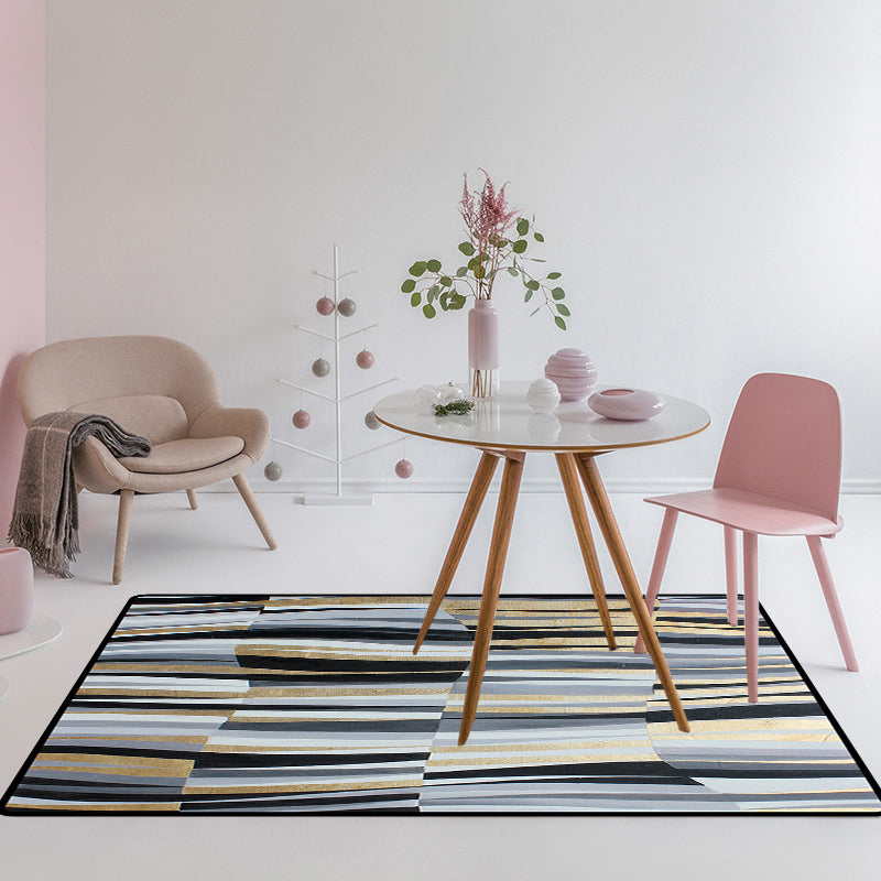 Minimalist Novelty Rug in Grey Geometry Lines Pattern Rug Polyester Machine Washable Carpet for Home Decoration Clearhalo 'Area Rug' 'Rug' 1634852