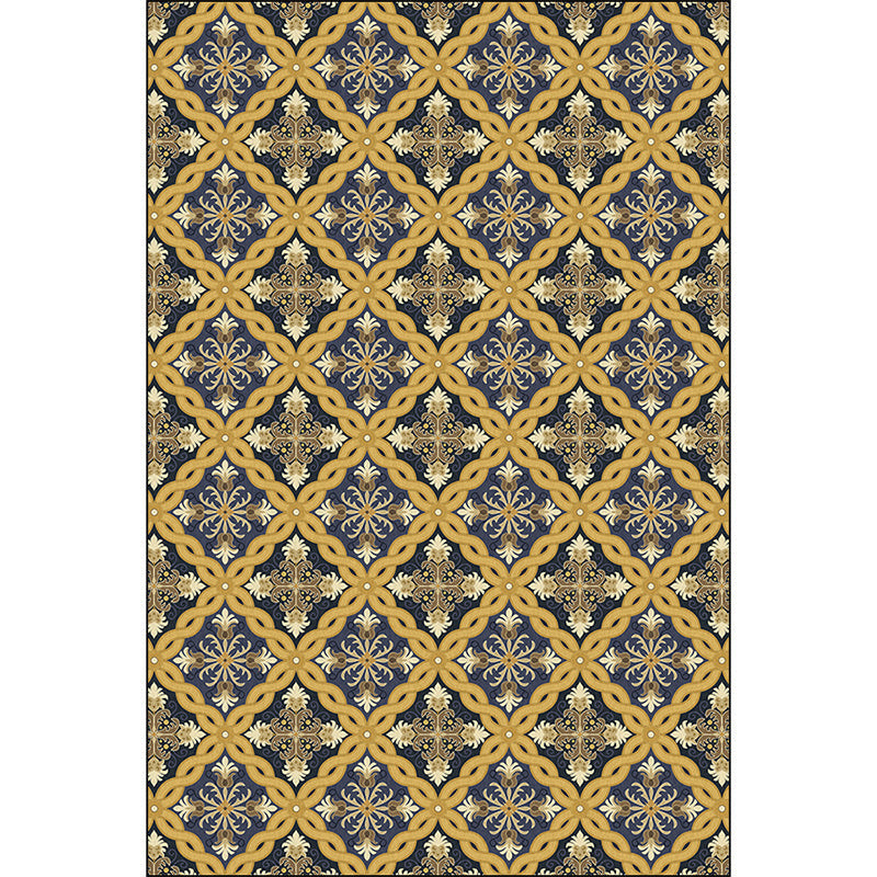 Moroccan Living Room Rug in Yellow Floral Chain Print Rug Polyester Pet Friendly Non-Slip Area Rug Clearhalo 'Area Rug' 'Moroccan' 'Rugs' Rug' 1634871