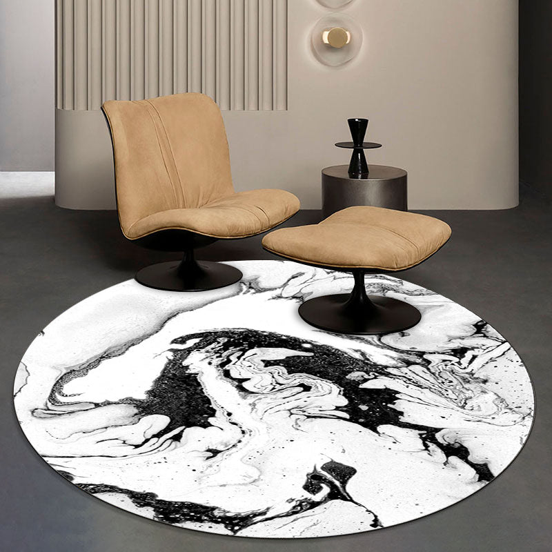 Contemporary Modern Rug in Black and White Abstract Painting Pattern Rug Polyester Washable Carpet for Home Decoration Black-White Design 4 Clearhalo 'Area Rug' 'Modern' 'Rugs' Rug' 1635086