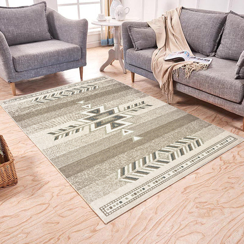 Brown and White Bedroom Rug Southwestern Geometric Diamond Stripe Pattern Area Rug Polyester Pet Friendly Carpet Khaki Clearhalo 'Area Rug' 'Rugs' 'Southwestern' Rug' 1635116