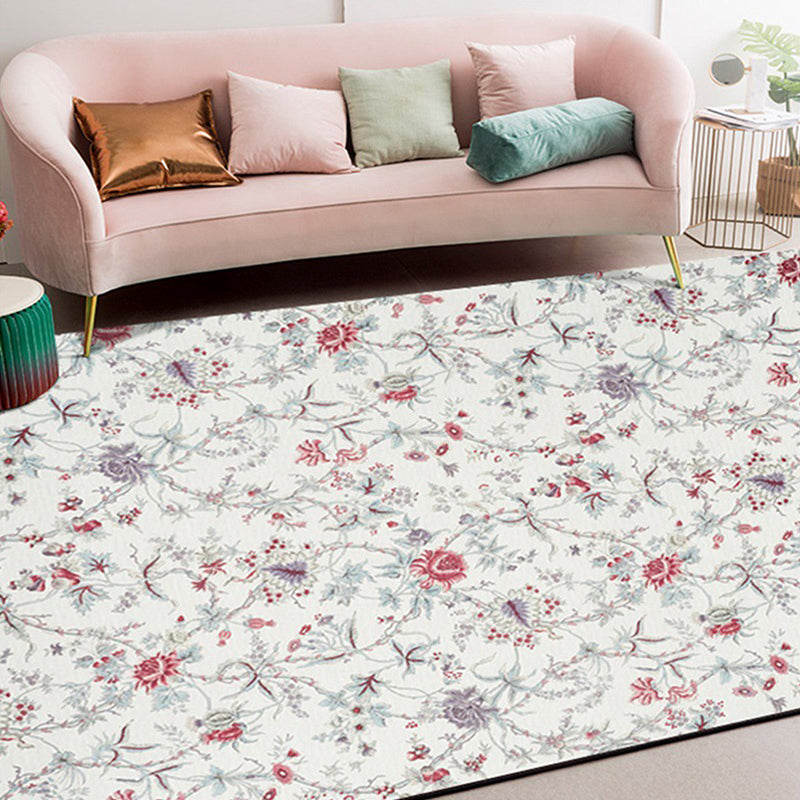 Traditional Floral Pattern Rug White Classic Rug Polyester Washable Non-Slip Backing Area Rug for Living Room Clearhalo 'Area Rug' 'Rugs' 'Vintage' Rug' 1635141