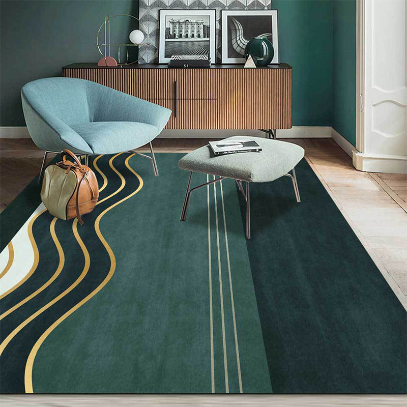 Green Contemporary Rug Polyester Swirl Stripe Pattern Rug Washable Non-Slip Backing Carpet for Living Room Clearhalo 'Area Rug' 'Modern' 'Rugs' Rug' 1635173