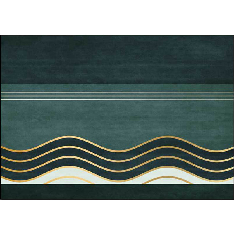 Green Contemporary Rug Polyester Swirl Stripe Pattern Rug Washable Non-Slip Backing Carpet for Living Room Clearhalo 'Area Rug' 'Modern' 'Rugs' Rug' 1635174